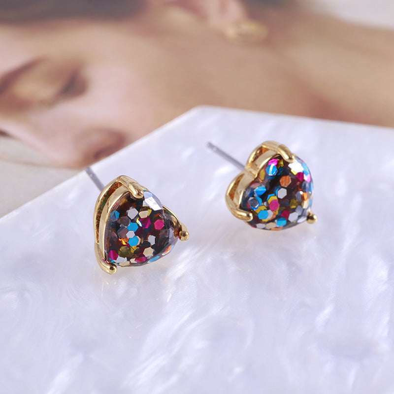 Colourful Heart Stud Earrings