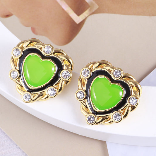 Green Heart Earrings