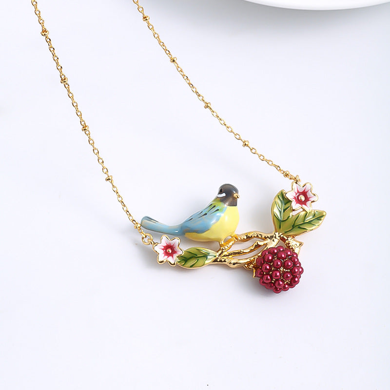 Bird on Berry Branch Necklace