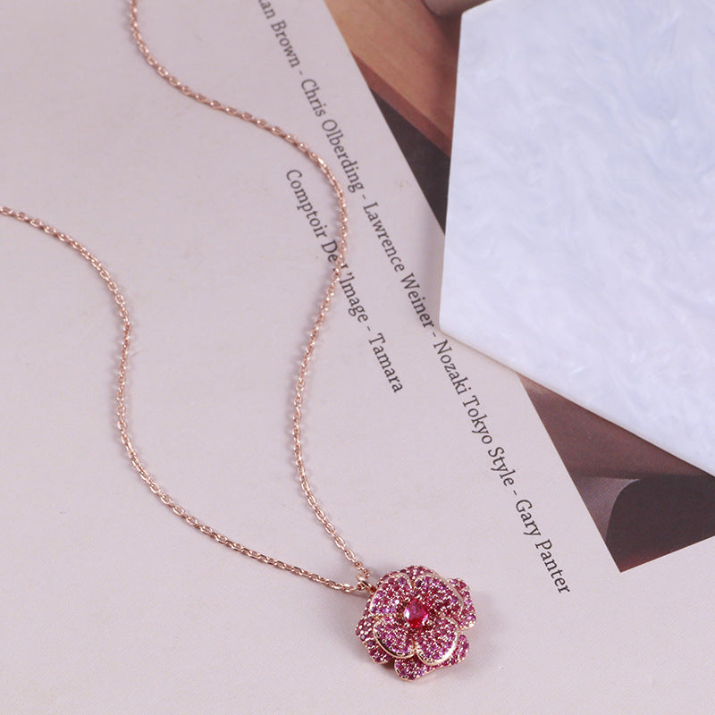 Rose Gold Camellia Pendant