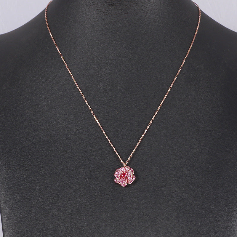 Rose Gold Camellia Pendant