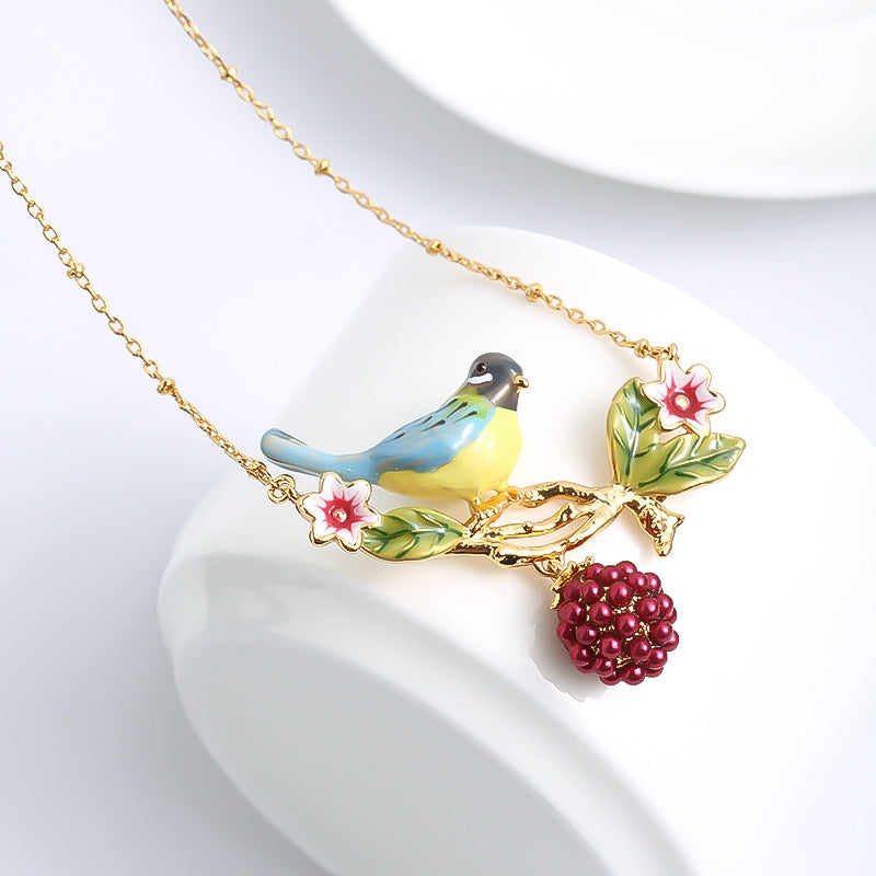 Bird on Berry Branch Necklace