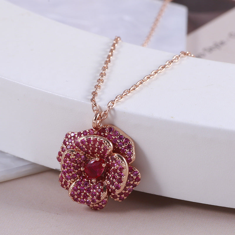 Rose Gold Camellia Pendant