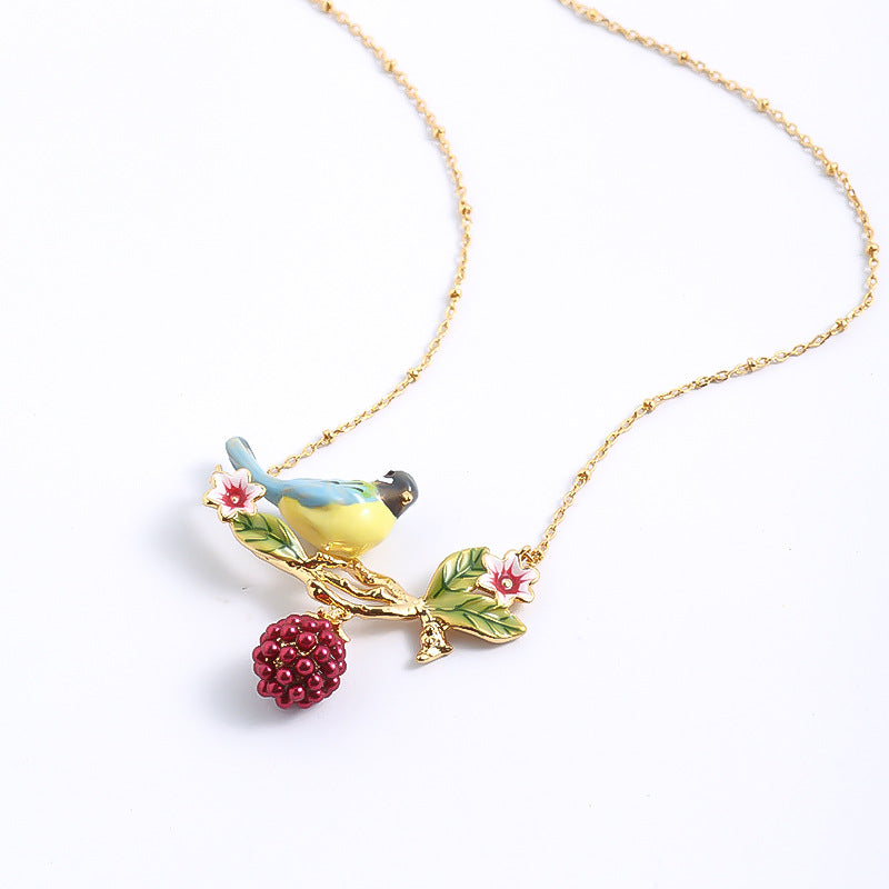 Bird on Berry Branch Necklace