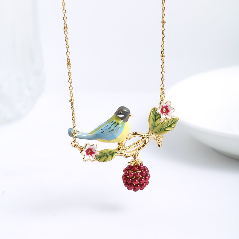 Bird on Berry Branch Necklace