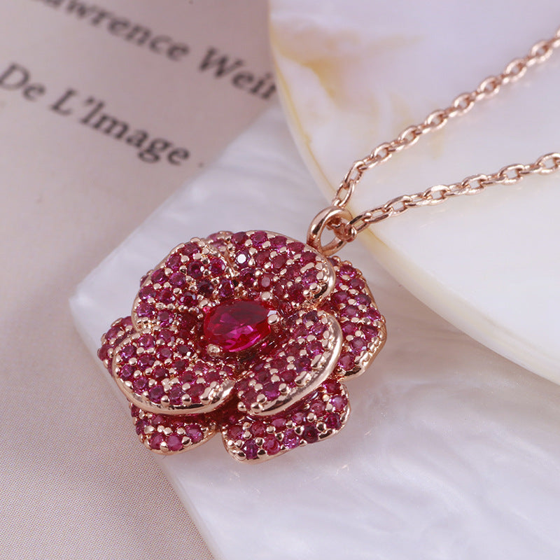 Rose Gold Camellia Pendant