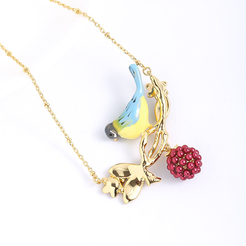 Bird on Berry Branch Necklace