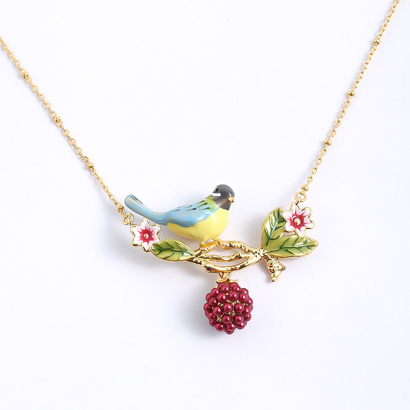 Bird on Berry Branch Necklace