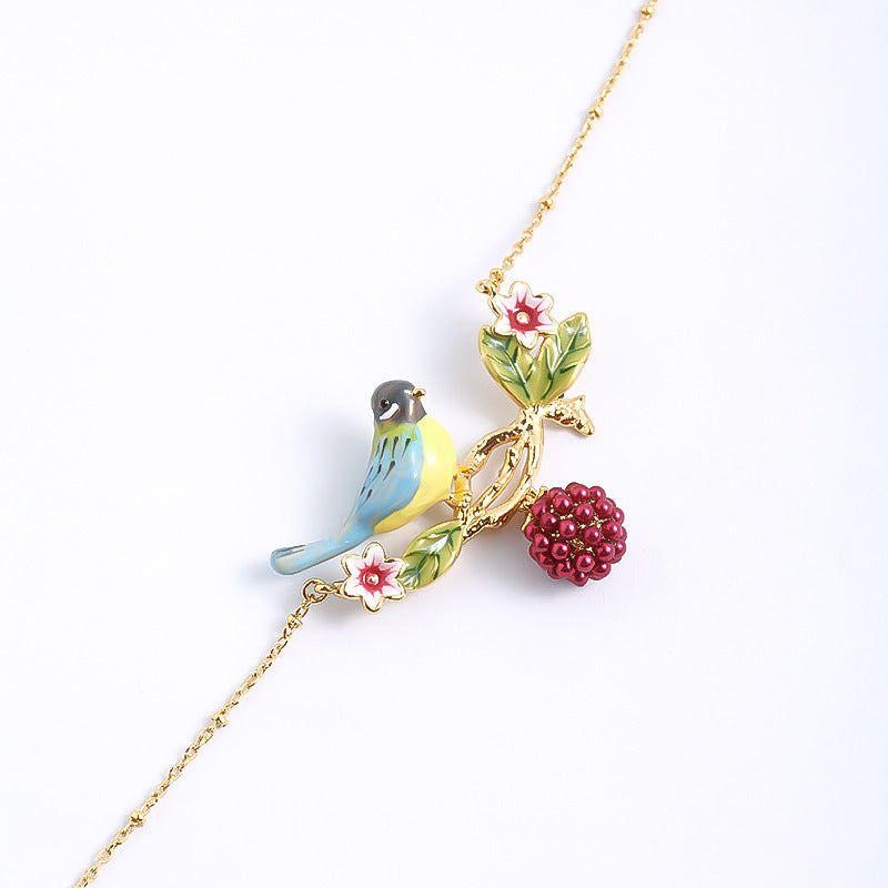 Bird on Berry Branch Necklace