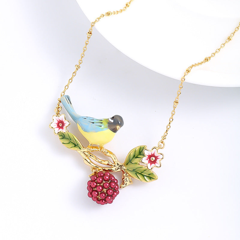 Bird on Berry Branch Necklace