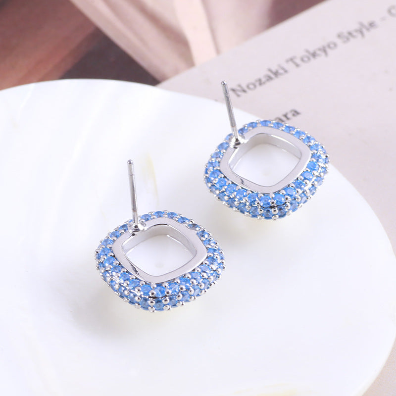 Ocean Blue Square Stud Earrings