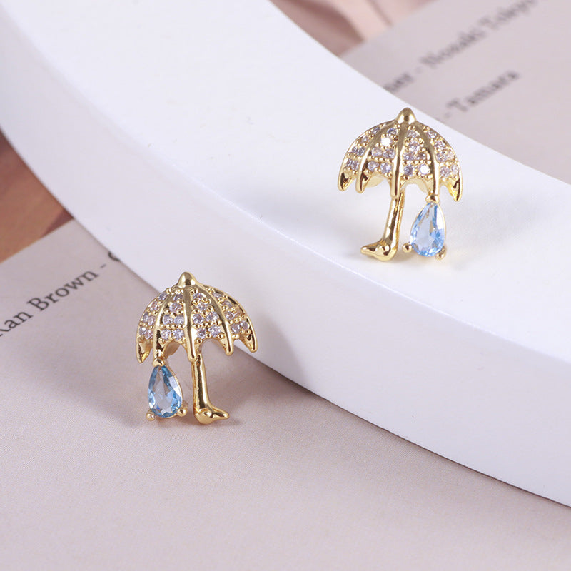 Umbrella & Raindrop Stud Earrings