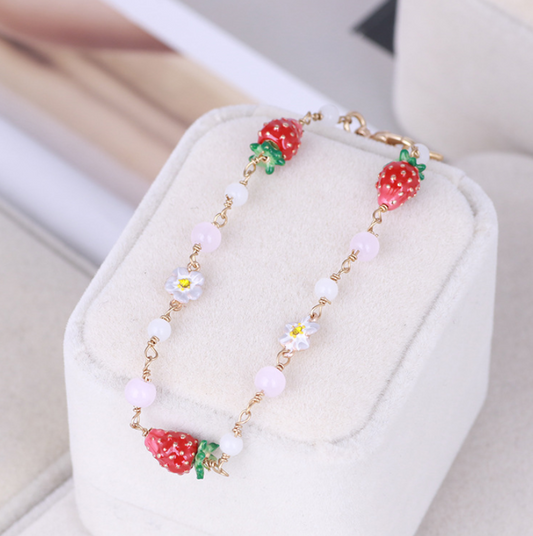 Strawberry & Flower Bracelet