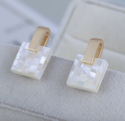 White Square Earrings