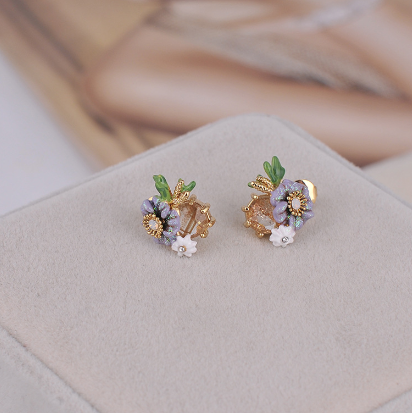 Flowers Zircon Stud Earrings