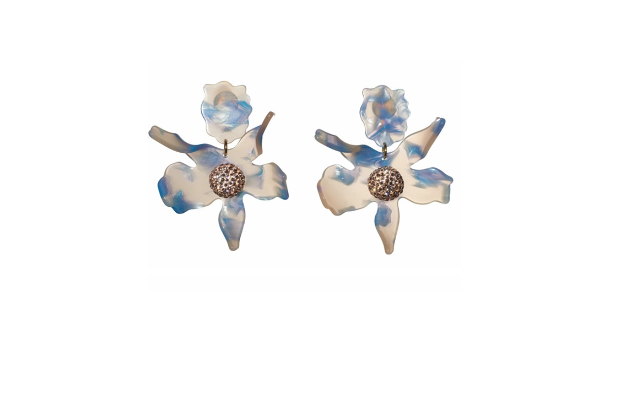 Resin Lily Earrings Blue