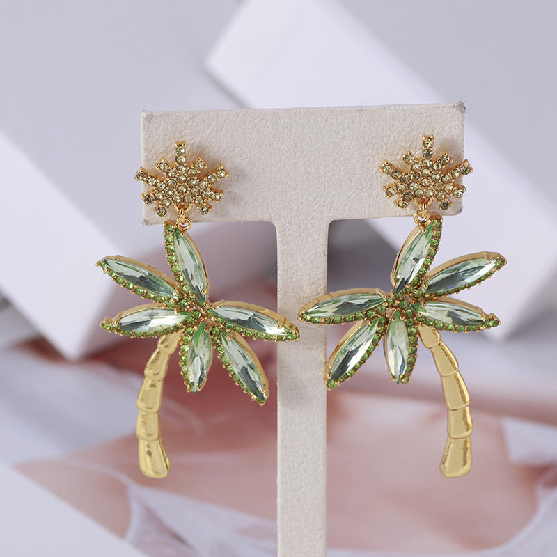 Coconut Tree and Snowflake Drop Earrings