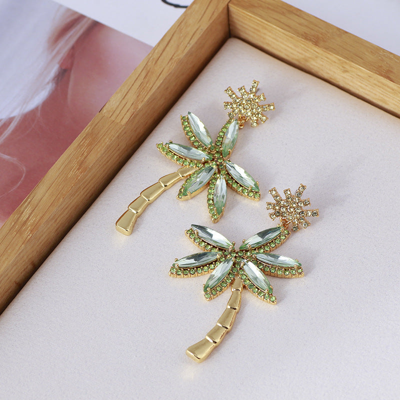 Coconut Tree and Snowflake Drop Earrings