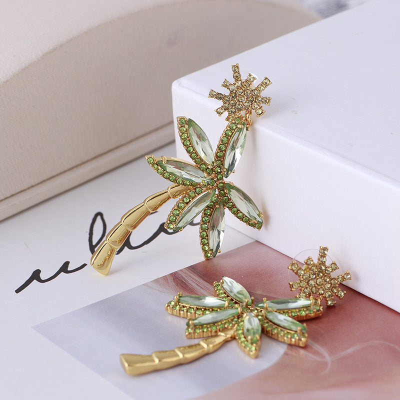 Coconut Tree and Snowflake Drop Earrings