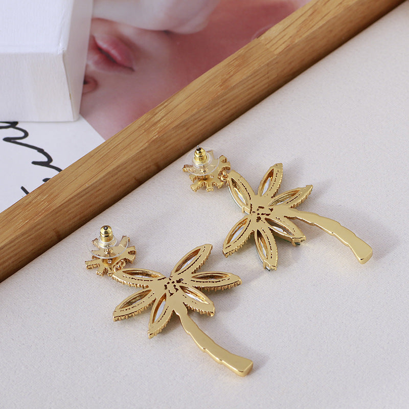 Coconut Tree and Snowflake Drop Earrings