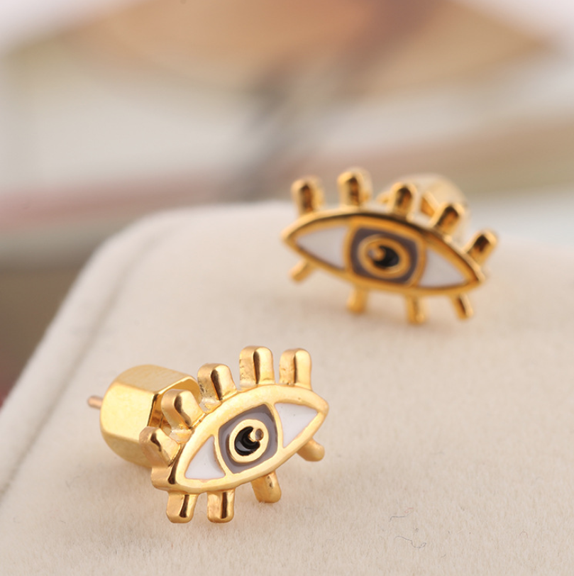 Gold Eye Stud Earrings