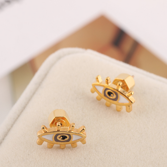 Gold Eye Stud Earrings