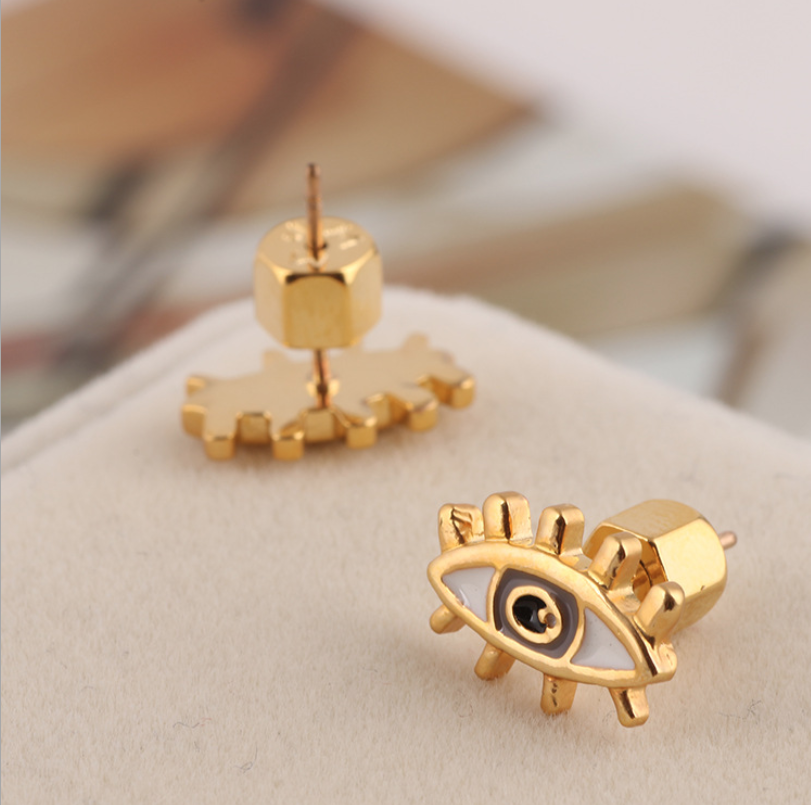 Gold Eye Stud Earrings