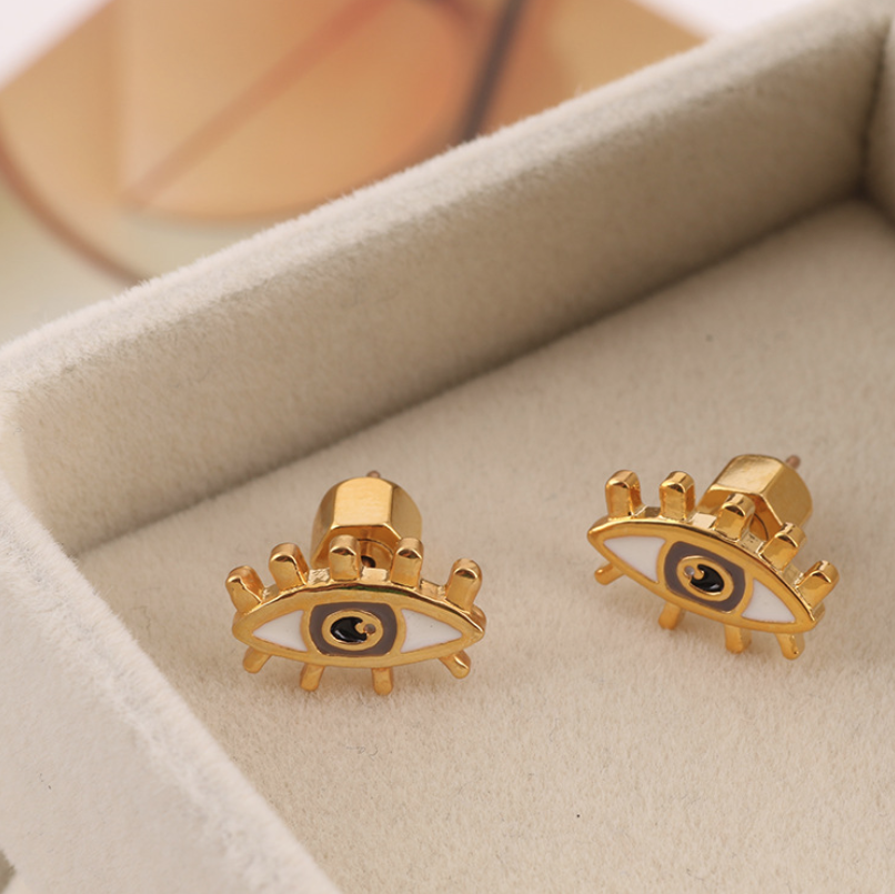 Gold Eye Stud Earrings