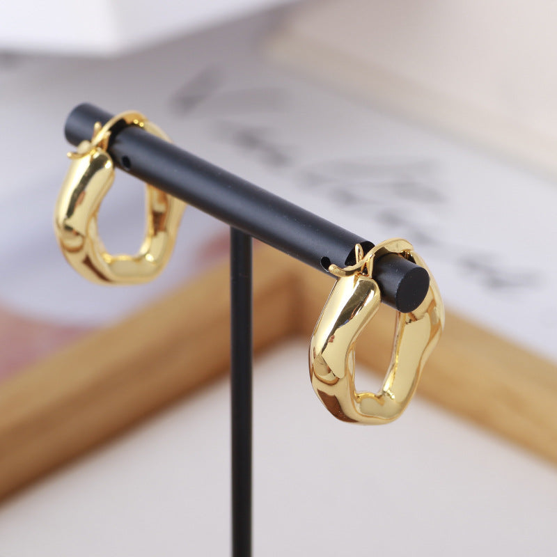 Gold Irregular Shape Hoop Earrings