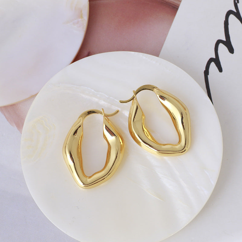 Gold Irregular Shape Hoop Earrings