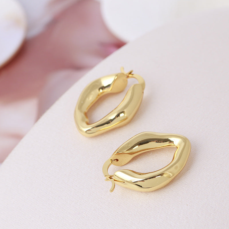 Gold Irregular Shape Hoop Earrings