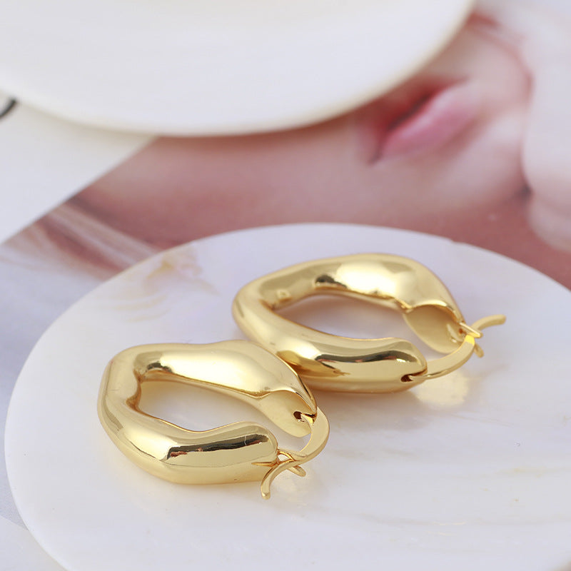 Gold Irregular Shape Hoop Earrings