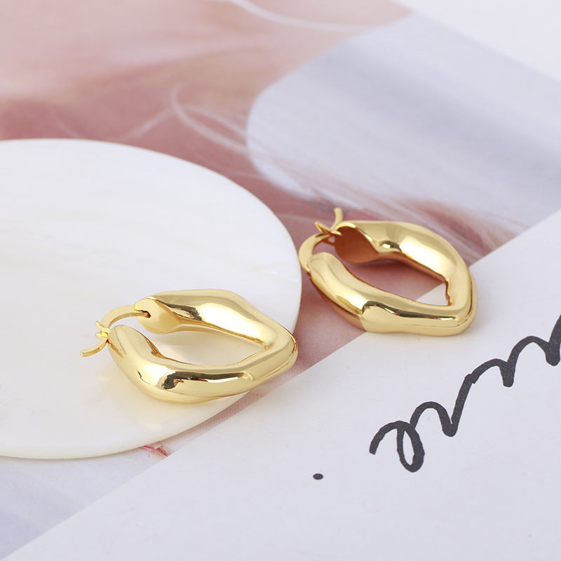 Gold Irregular Shape Hoop Earrings