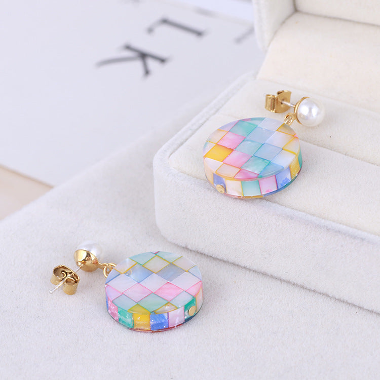 Mosaic Round Earrings