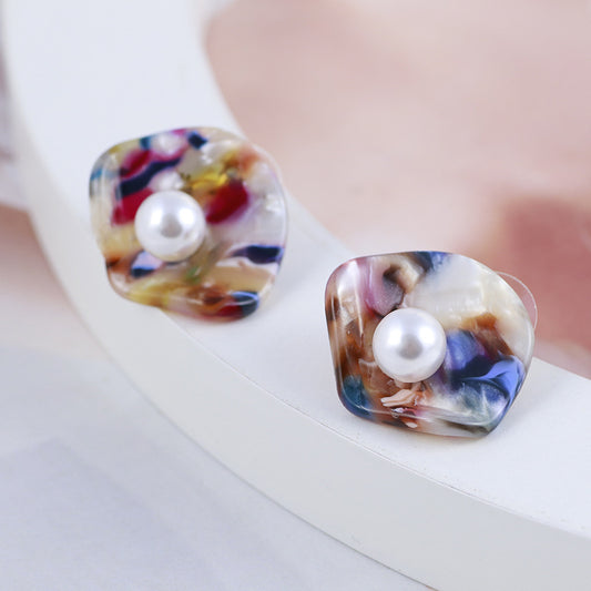 Multi-Colour Earrings with Pearl