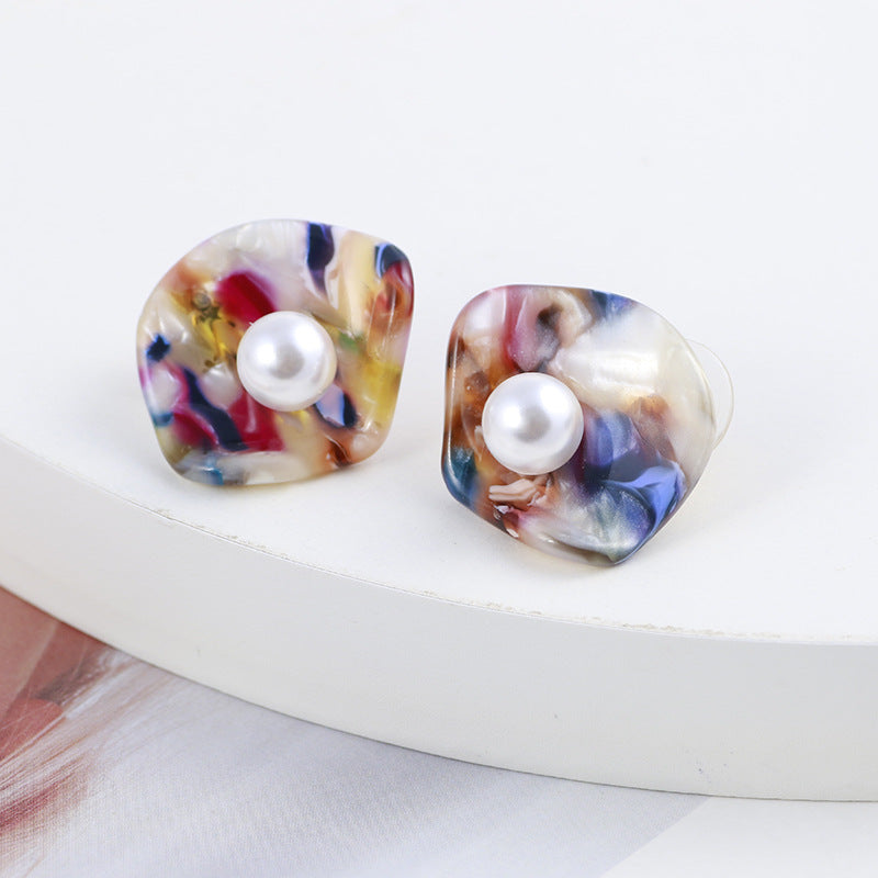 Multi-Colour Earrings with Pearl