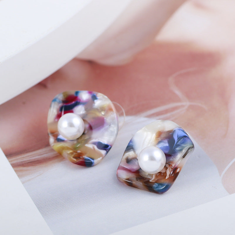 Multi-Colour Earrings with Pearl