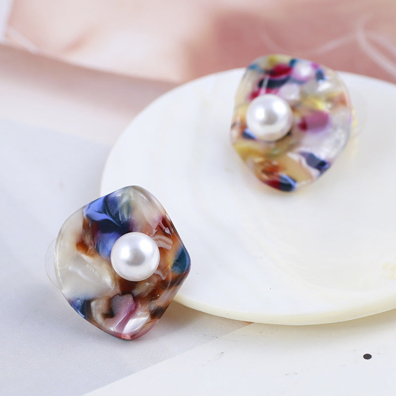 Multi-Colour Earrings with Pearl