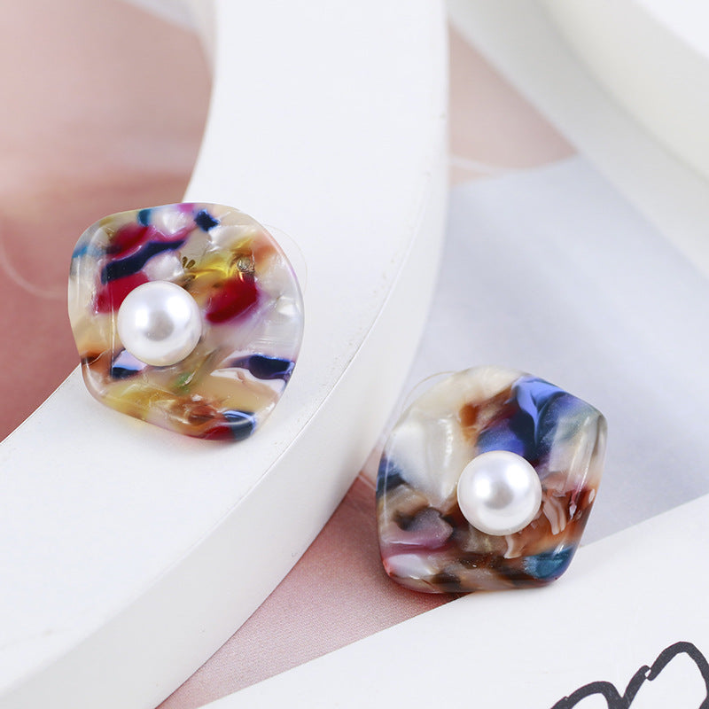 Multi-Colour Earrings with Pearl