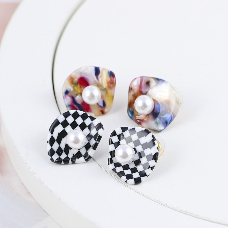 Multi-Colour Earrings with Pearl