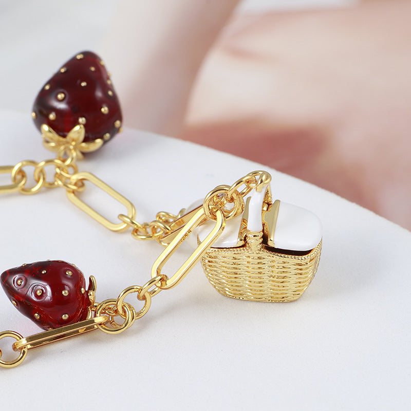 Strawberry Picnic Basket Bracelet