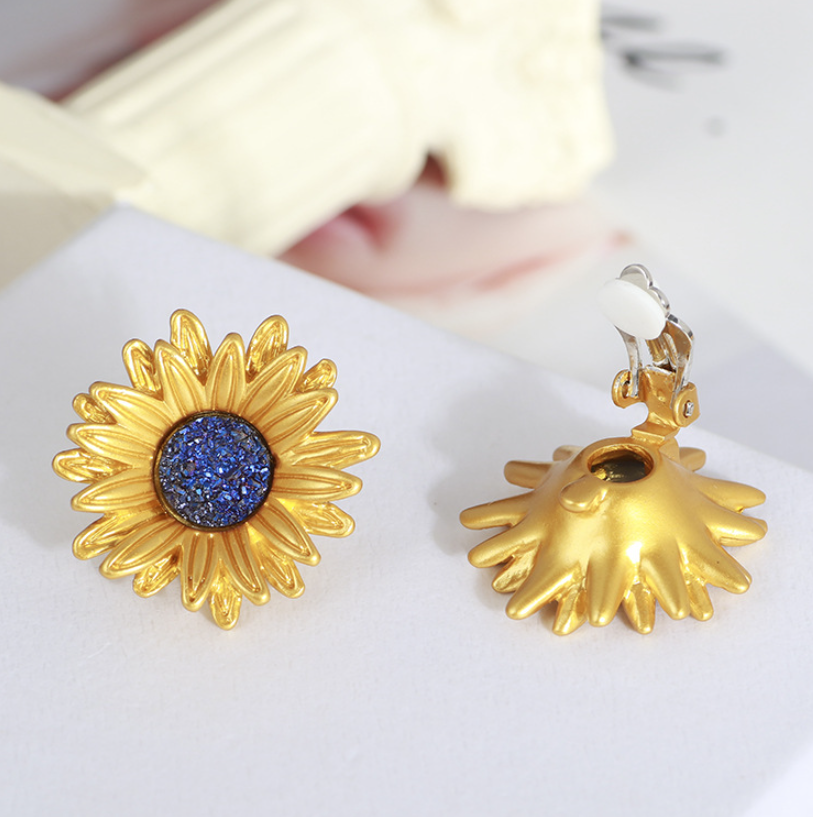 Sunflower Clip On Earrings