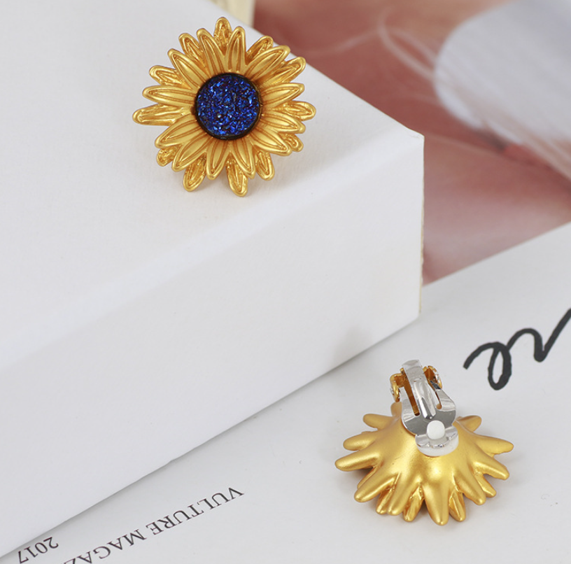 Sunflower Clip On Earrings