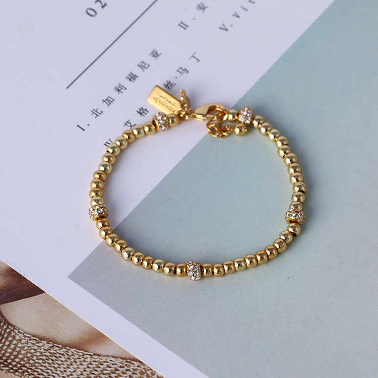 Zircon Gold Bead Bracelet