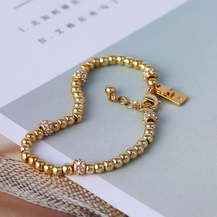 Zircon Gold Bead Bracelet