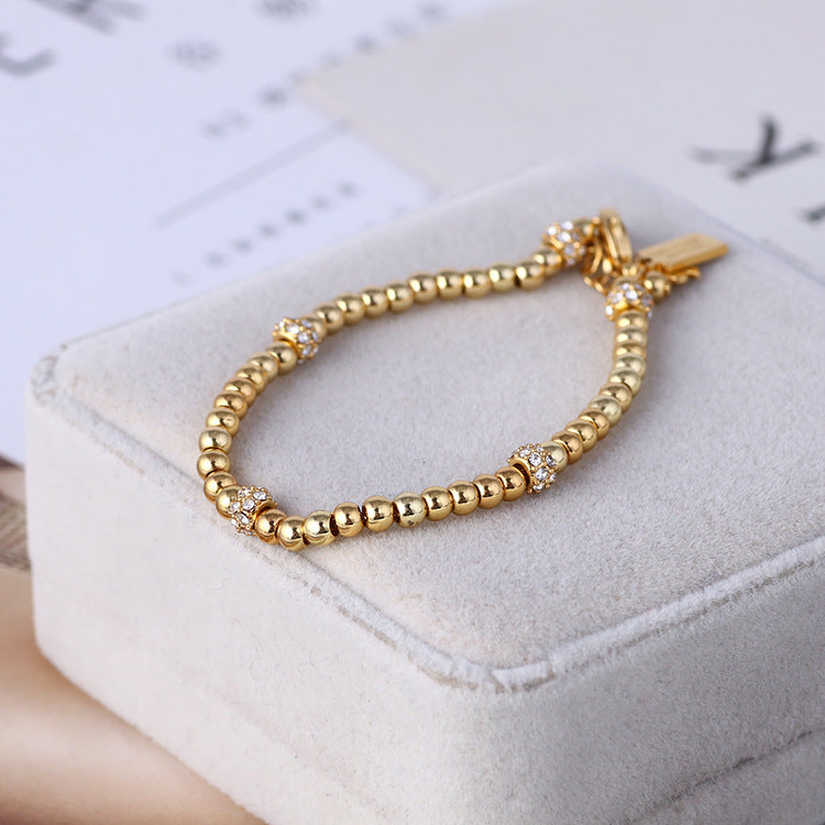 Zircon Gold Bead Bracelet