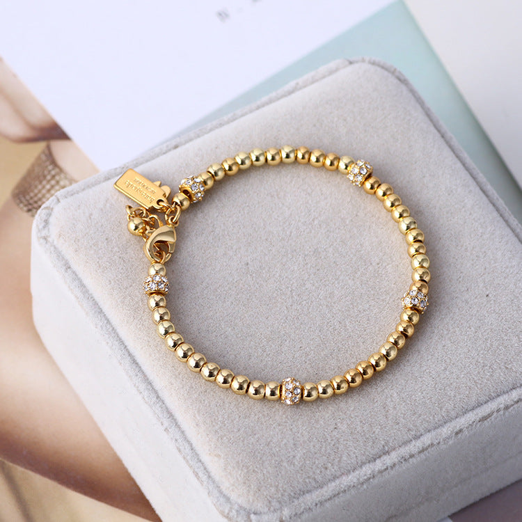 Zircon Gold Bead Bracelet