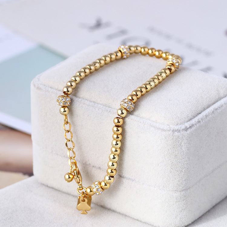 Zircon Gold Bead Bracelet