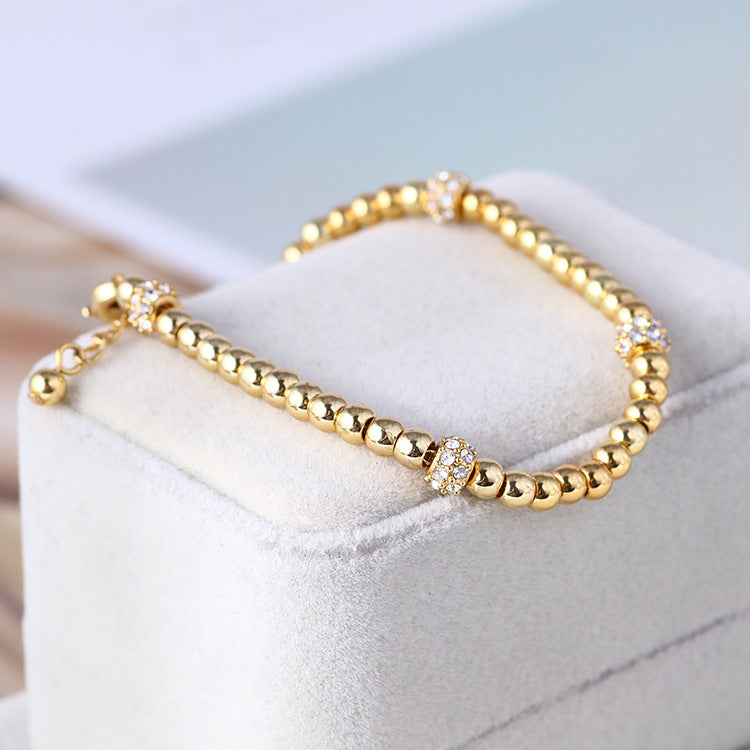 Zircon Gold Bead Bracelet