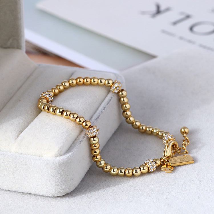 Zircon Gold Bead Bracelet